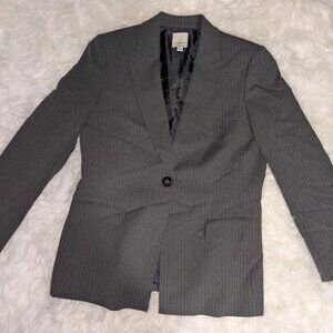 Anne Klein 2 womens blazer size 12 dark gray pinstripe career fully lined